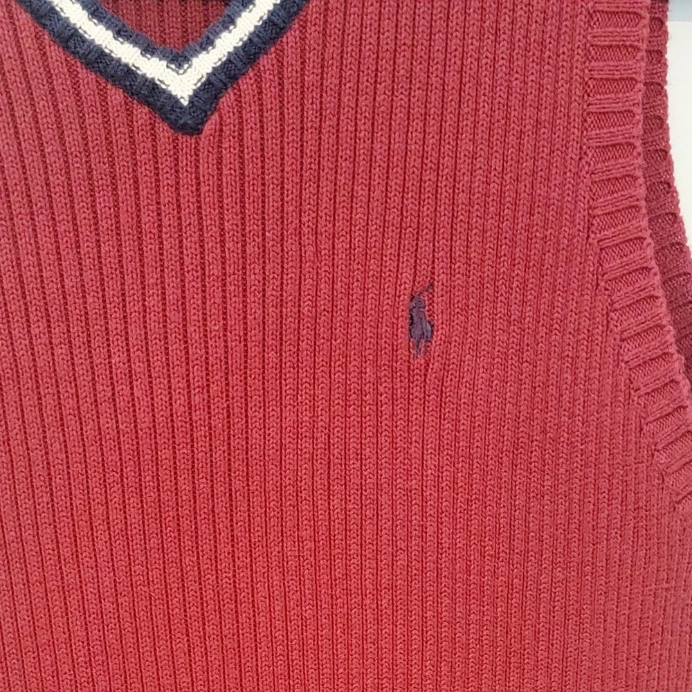 Polo‎ Sweater Vest XL Men's Burgundy Blue Colorblock